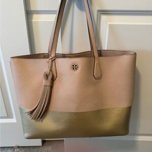 Tory Burch Blush Pink and Gold Tassel Tote